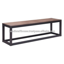 Industrial Narrow Metal and Wooden Bench